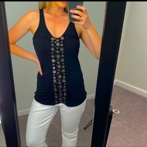 Buckle Gold and Black Sequin/Lace Tank